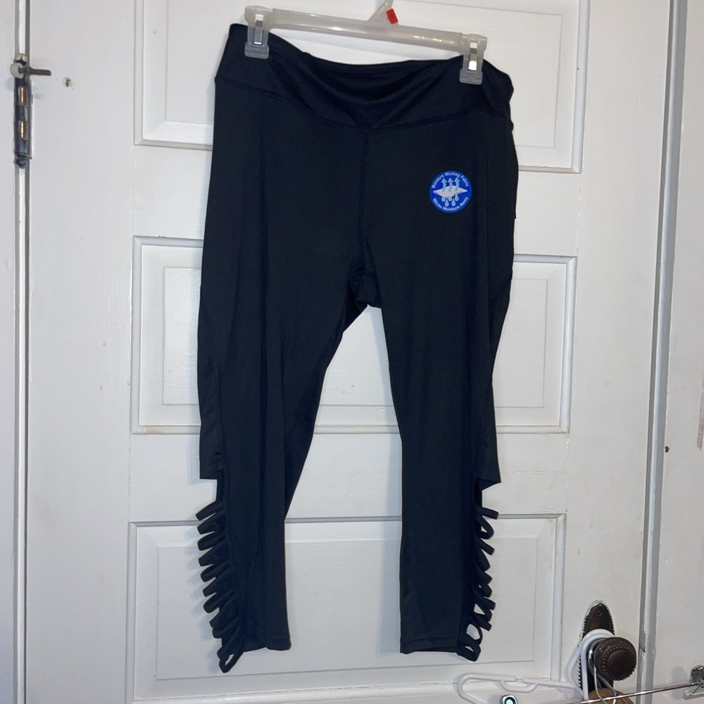 NWT Large Black Lycra Cropped Pants | Side‎ Leg Vents | Moisture Wicking